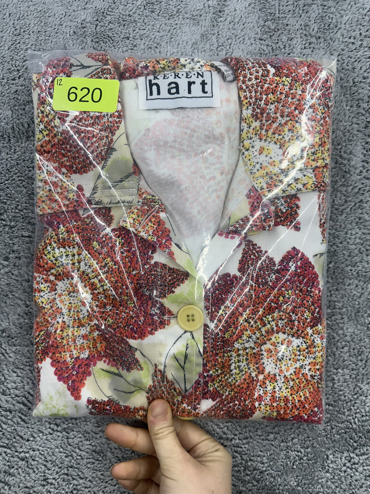 Keren Hart Floral Impressionist Print Shirt Jacket White Red