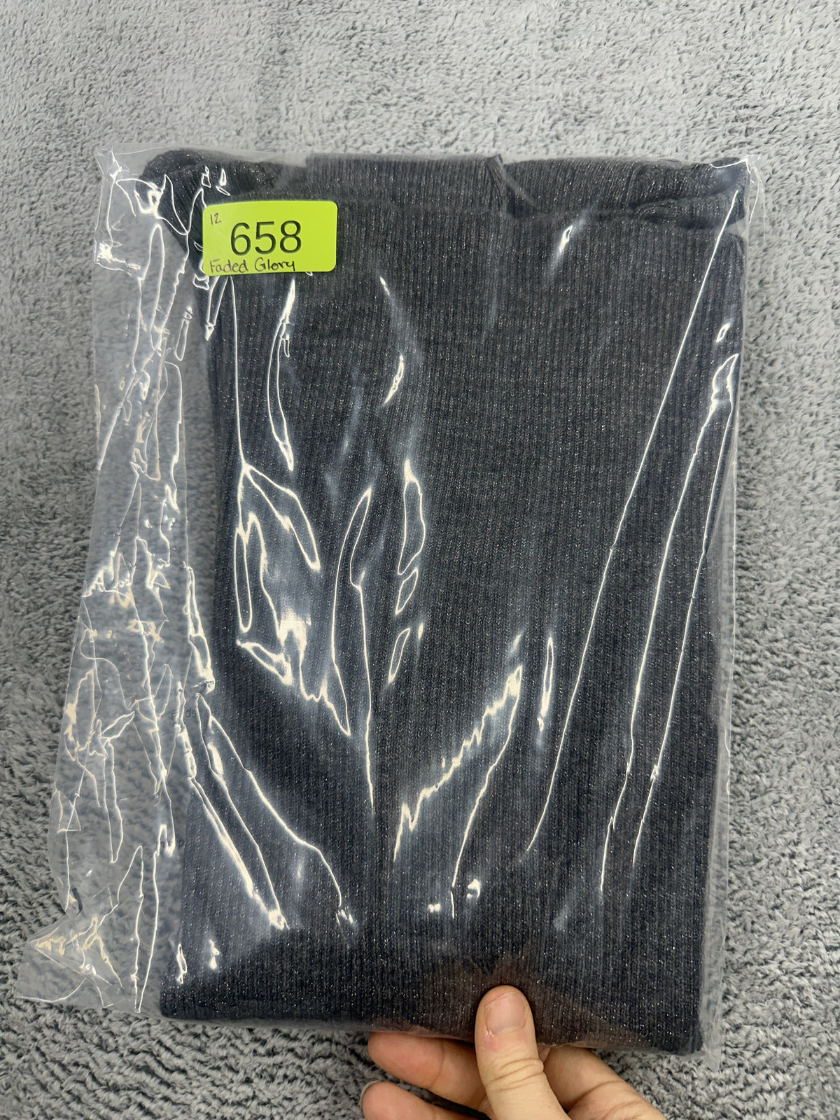 Faded Glory Grey Ribbed Turtleneck Sweater Long Sleeve Slim Fit