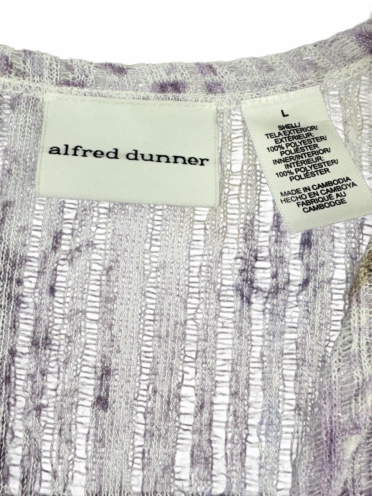 Alfred Dunner Bohemian Lavender Beige Textured Knit Cardigan Large Layer