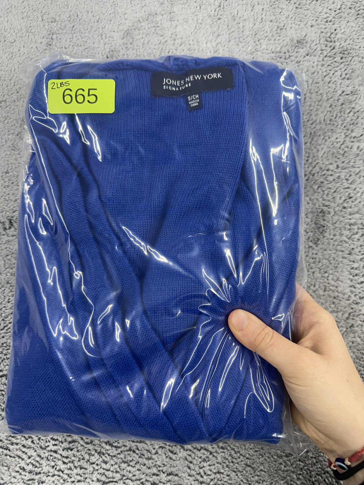 Jones New York Signature Electric Blue Double Breasted Shawl Collar Cardigan