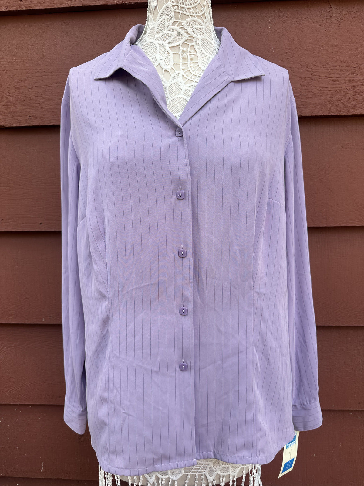 NWT Covington Lavender Pinstriped Long Sleeve Button Down Shirt