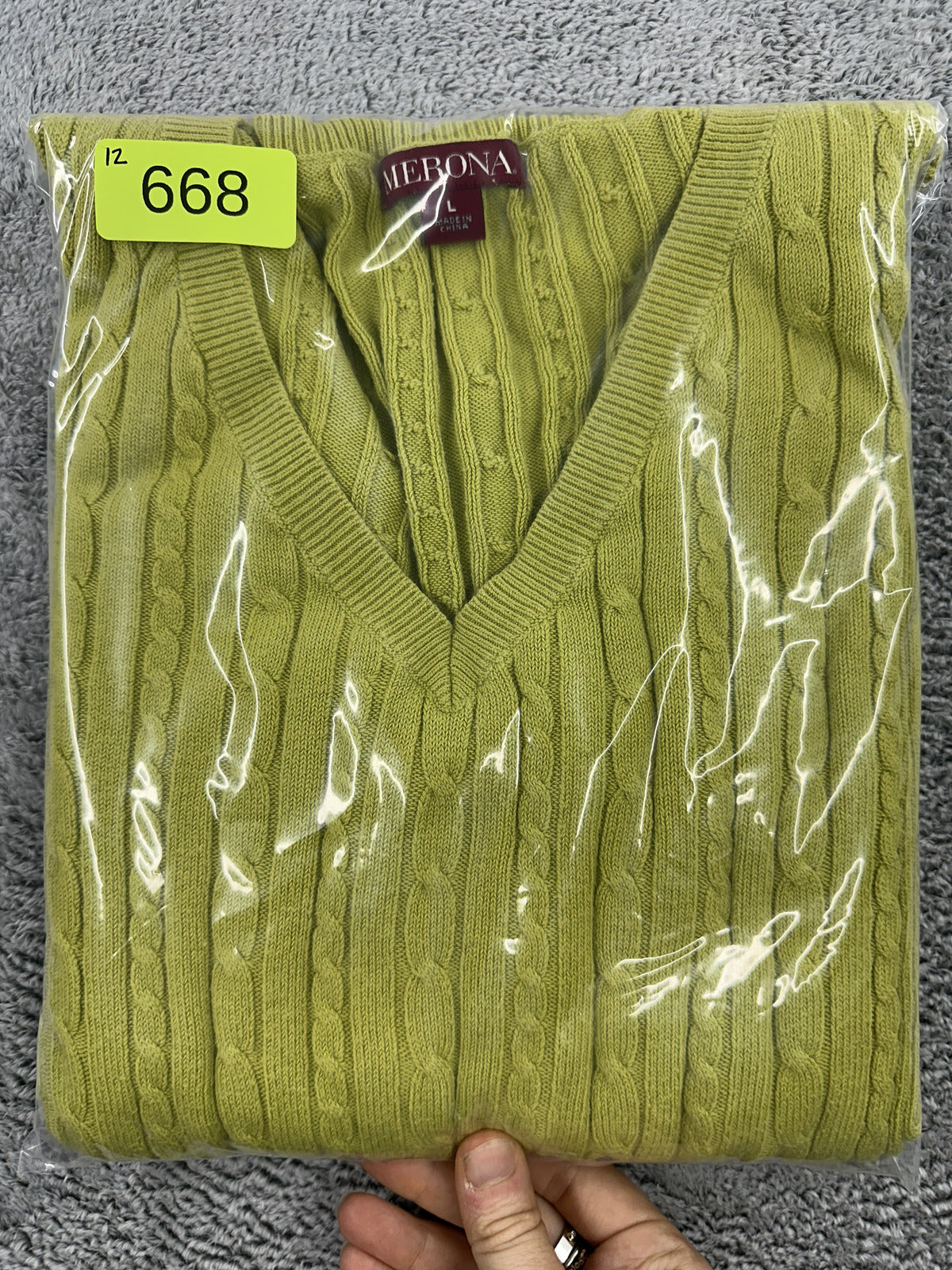 Merona V Neck Cable Knit Sweater in Vibrant Citron Lime Yellow