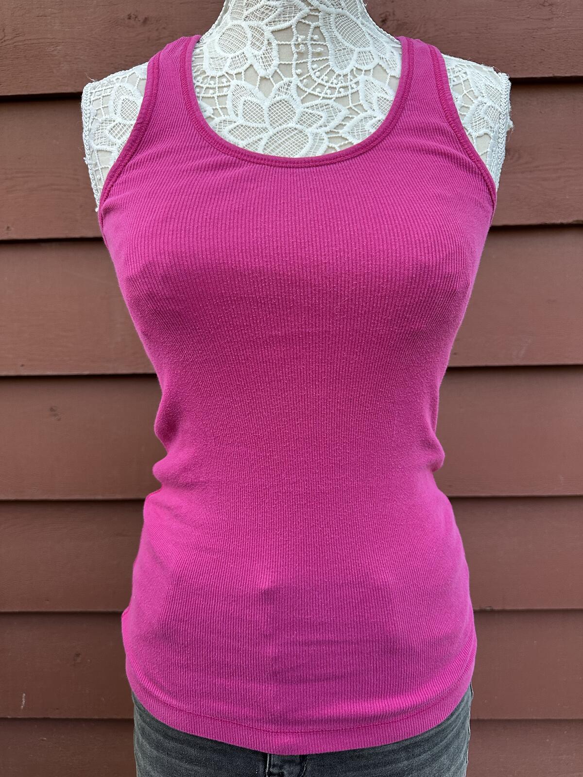SO Pink Ribbed Tank Top Casual Y2K Summer Fairycore Aesthetic