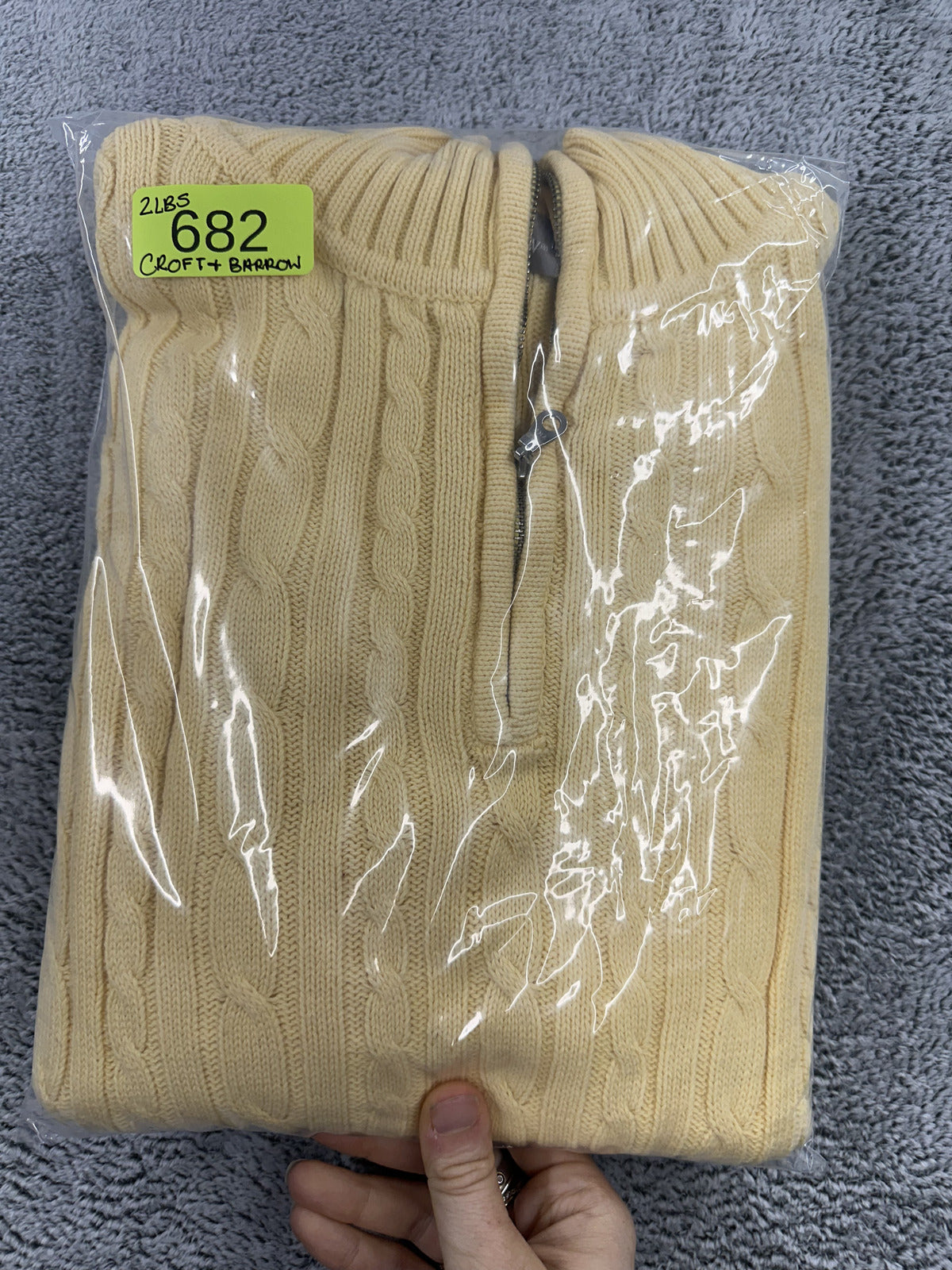 Croft & Barrow Baby Yellow Cable Knit Quarter Zip Sweater Old Money Eclectic