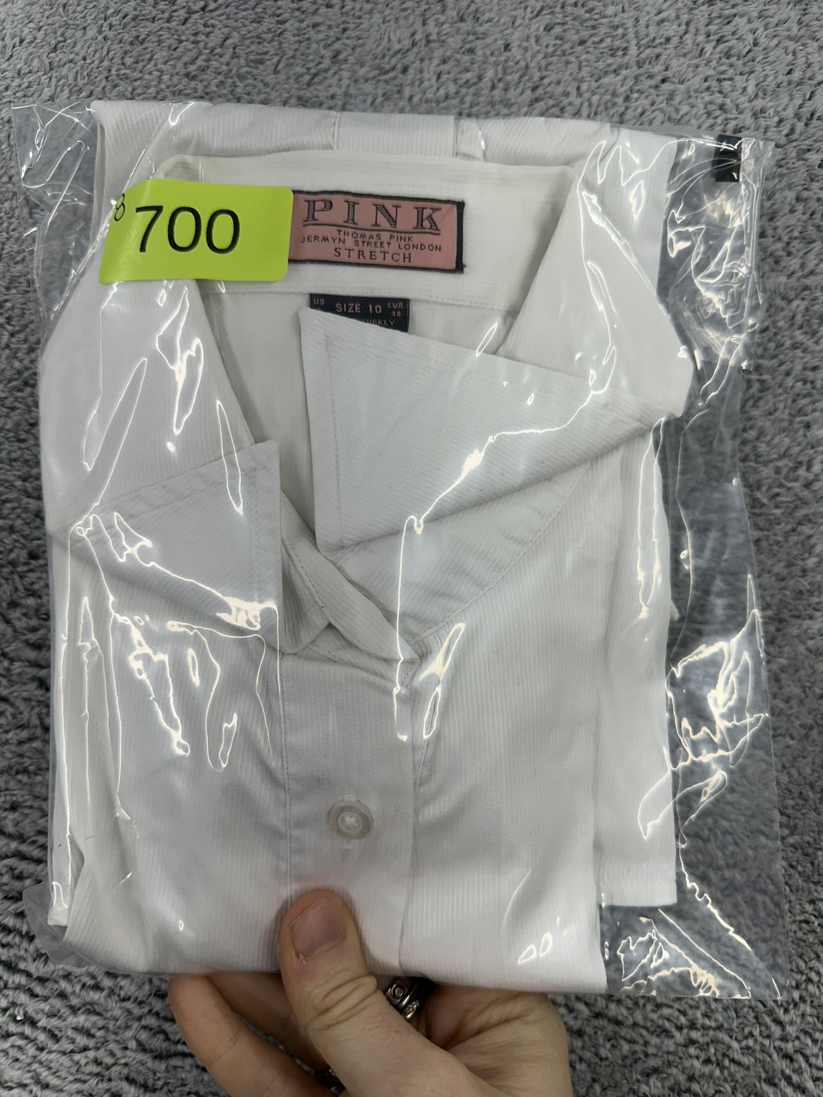 Thomas Pink White Stretch Button Down Shirt Y2K Office Style Ruched Front