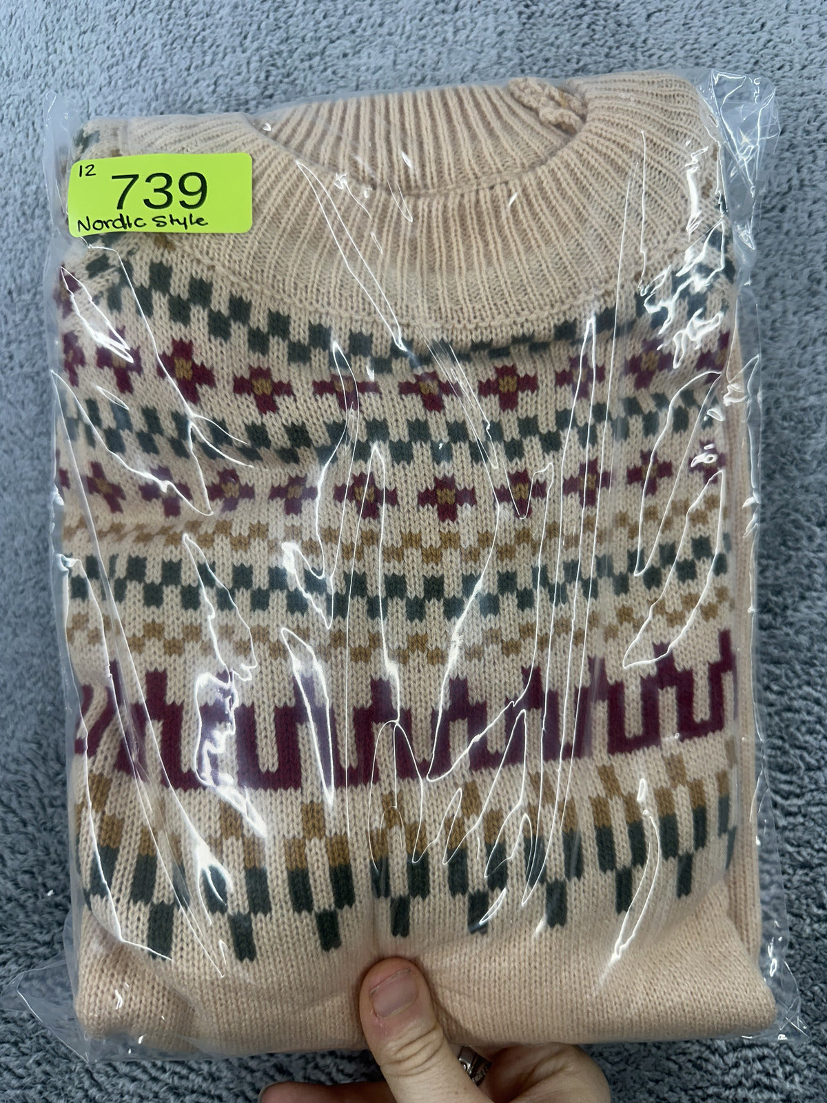 Cream Nordic Pattern Sweater Bohemian Casual Preppy Style