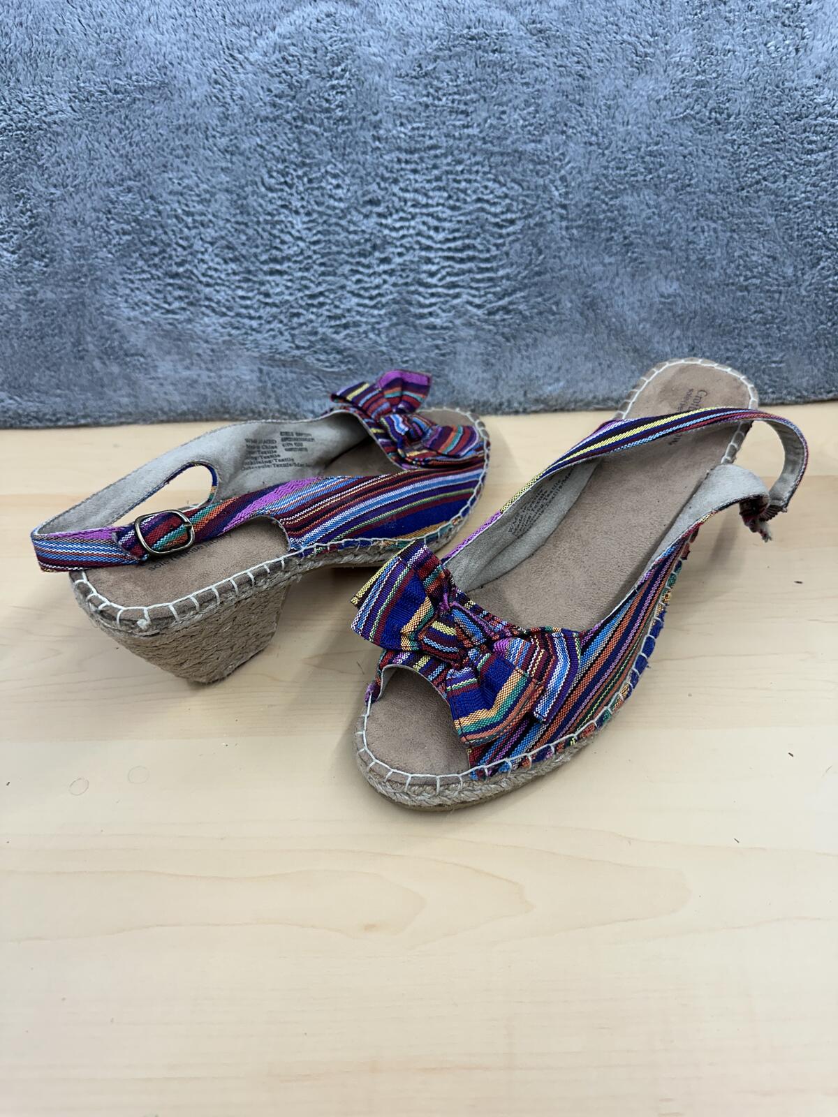 Croft & Barrow Colorful Striped Espadrille Wedge Sandals with Bow Accent