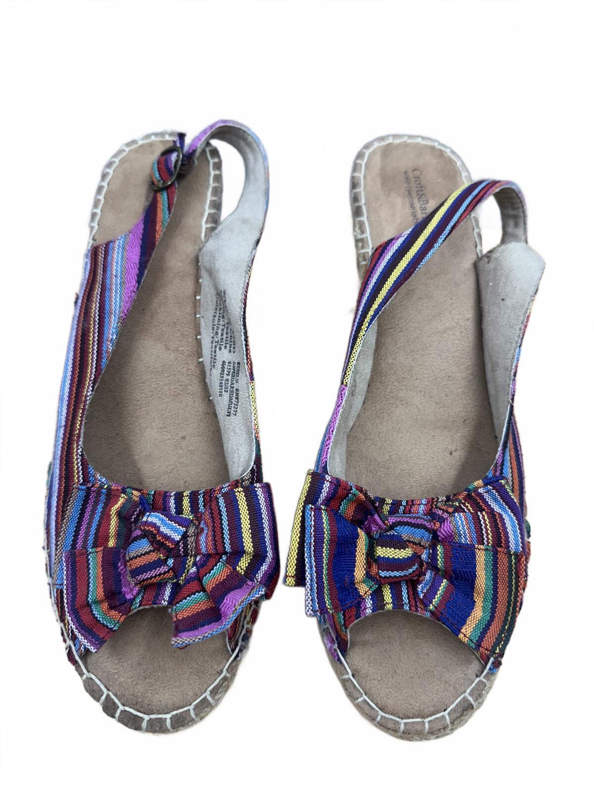 Croft & Barrow Colorful Striped Espadrille Wedge Sandals with Bow Accent