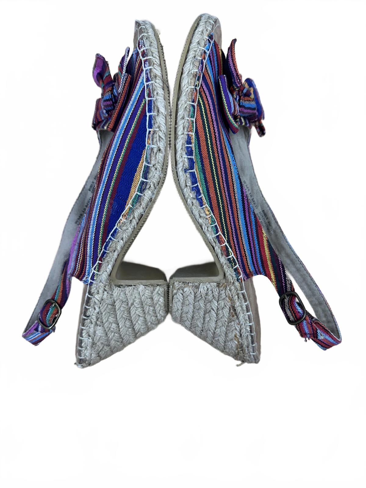 Croft & Barrow Colorful Striped Espadrille Wedge Sandals with Bow Accent