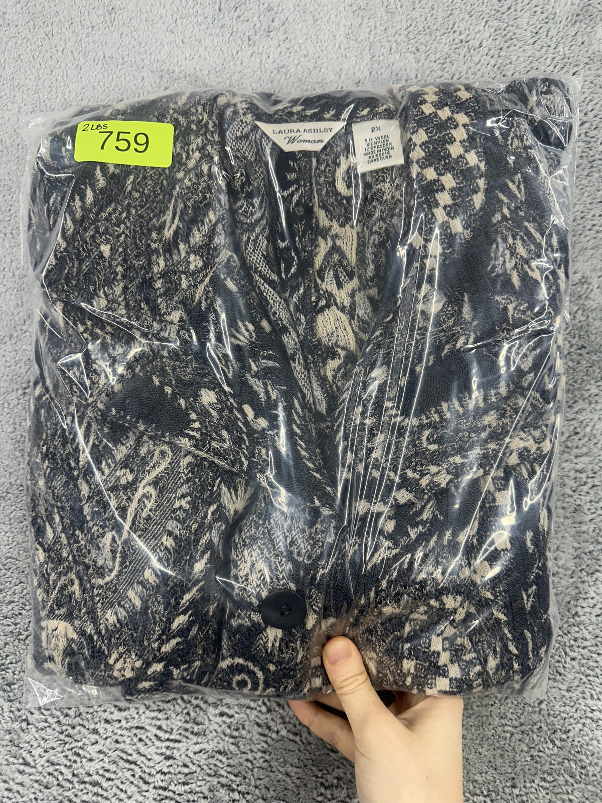 Laura Ashley Vintage Inspired Black and Cream Paisley Wool Blend Jacket