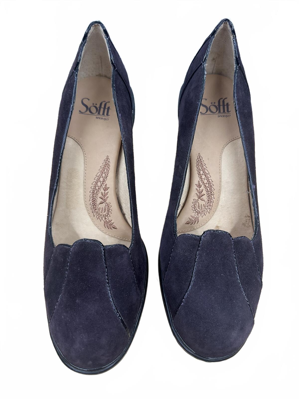 Sofft Purple Brown Suede Classic Pumps Elegant Mid Heel Shoes