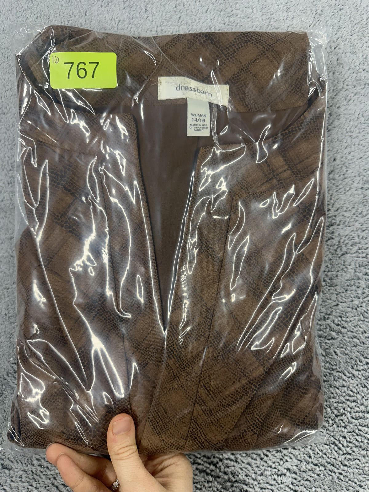 Dressbarn Brown Plaid Jacket Vintage Y2K Inspired Open Front Blazer