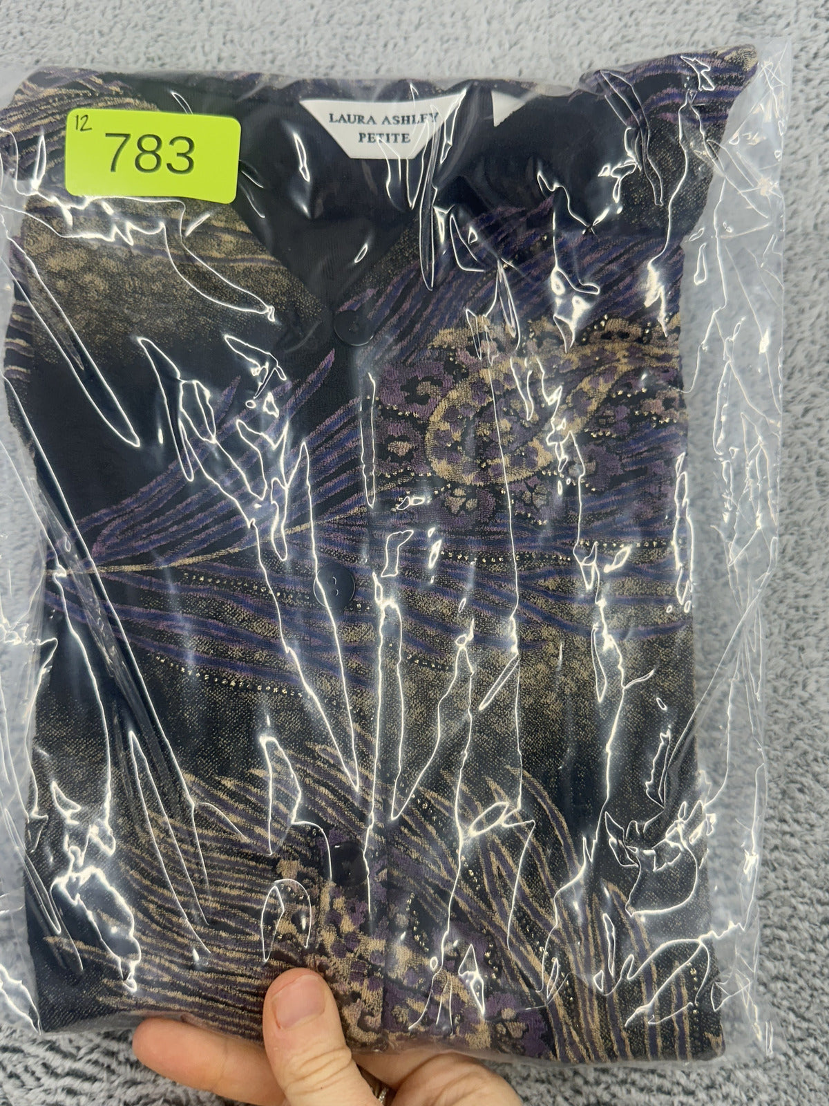 Laura Ashley Petite Vintage Inspired Feather Print Cardigan in Black and Purple