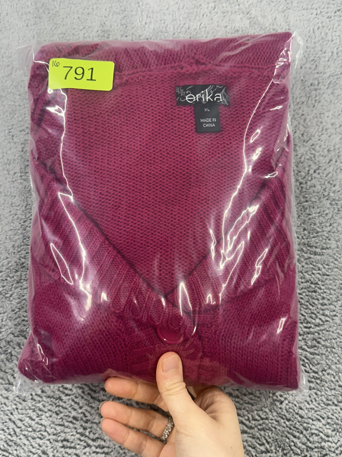 Erika Magenta Y2K Vintage Inspired Cardigan Sweater with Shawl Collar and Button