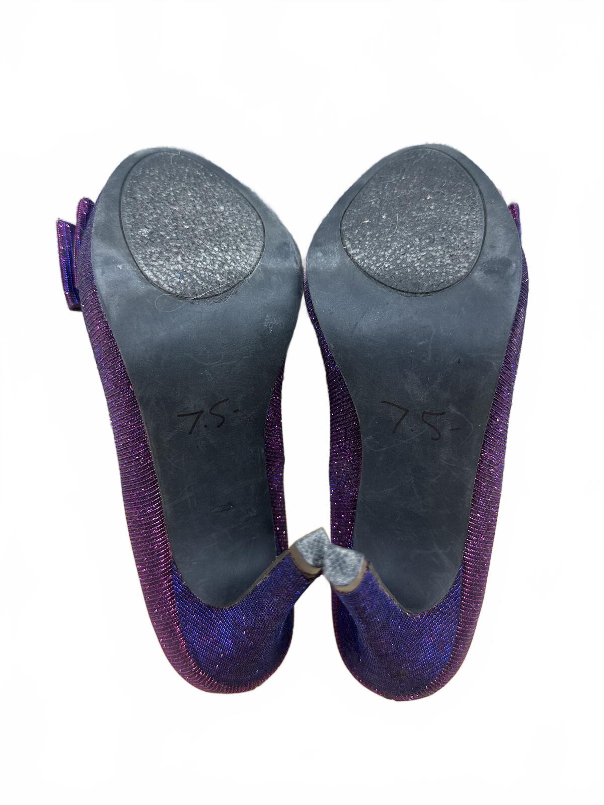 Sole Obsessions Purple Glitter High Heels with Bow Accent Glamorous Y2K Party