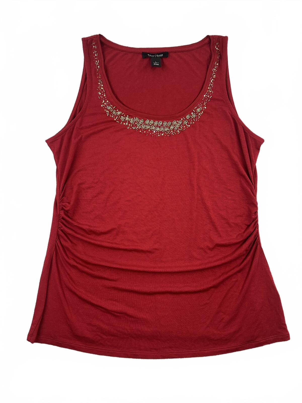 White House Black Market Red Embellished Tank Top