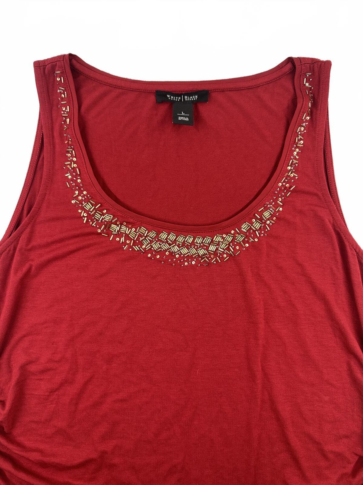 White House Black Market Red Embellished Tank Top