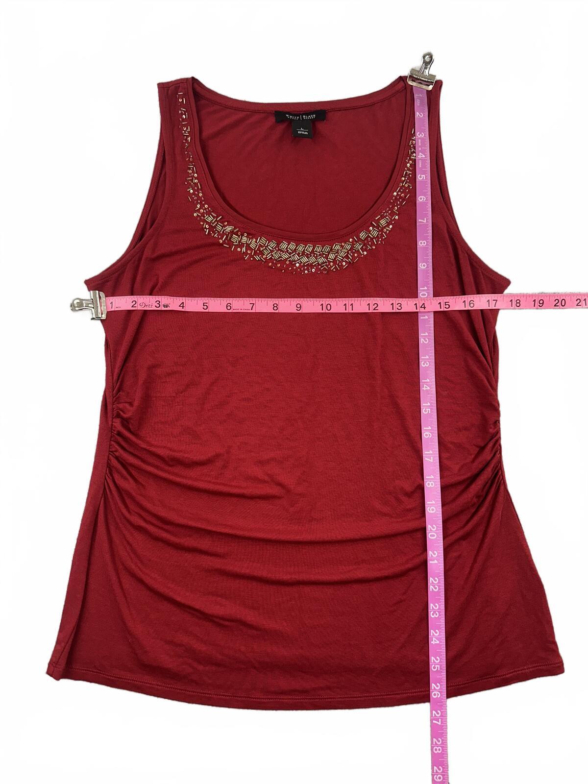 White House Black Market Red Embellished Tank Top
