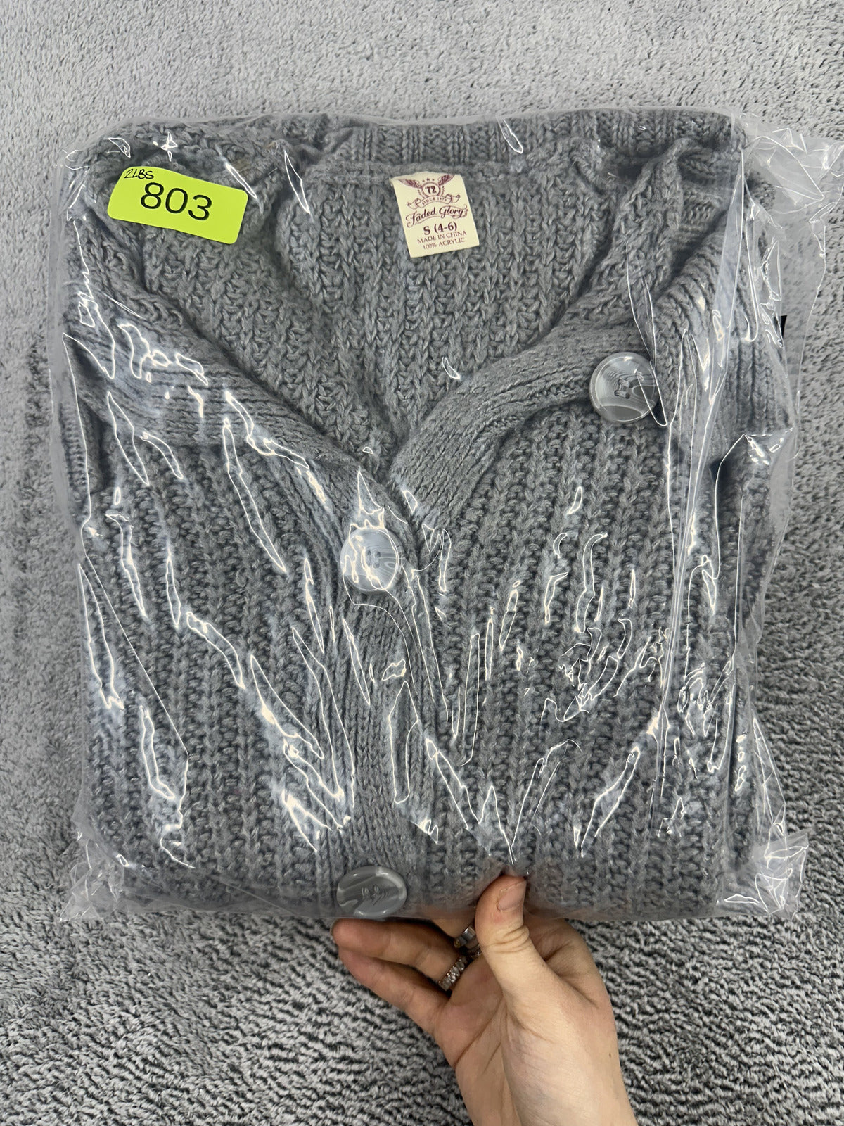 Faded Glory Longline Gray Chunky Knit Cardigan with Shawl Collar and Button Down