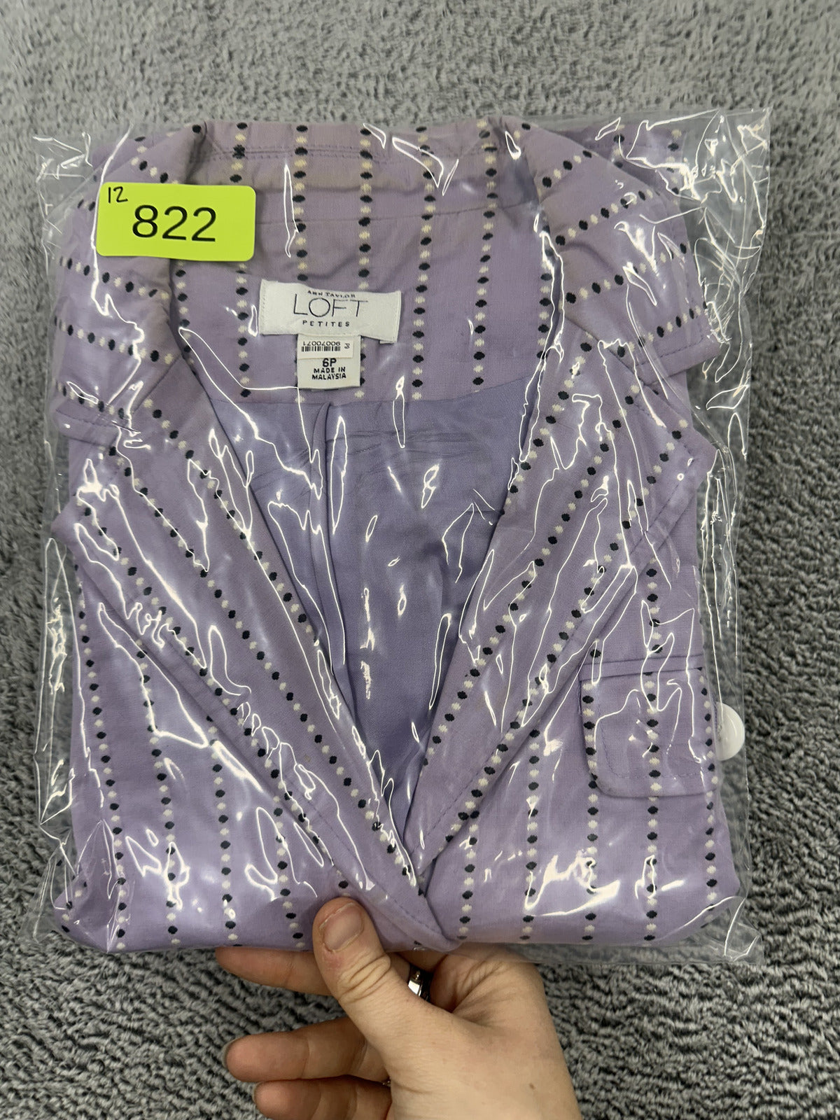 Ann Taylor LOFT Vintage Inspired Lavender Polka Dot Blazer 3/4 Sleeve