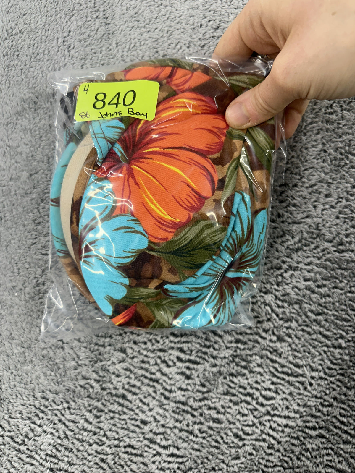St. John's Bay Y2K Tropical Floral Push Up Bikini Blue Orange Vacation Swimwear