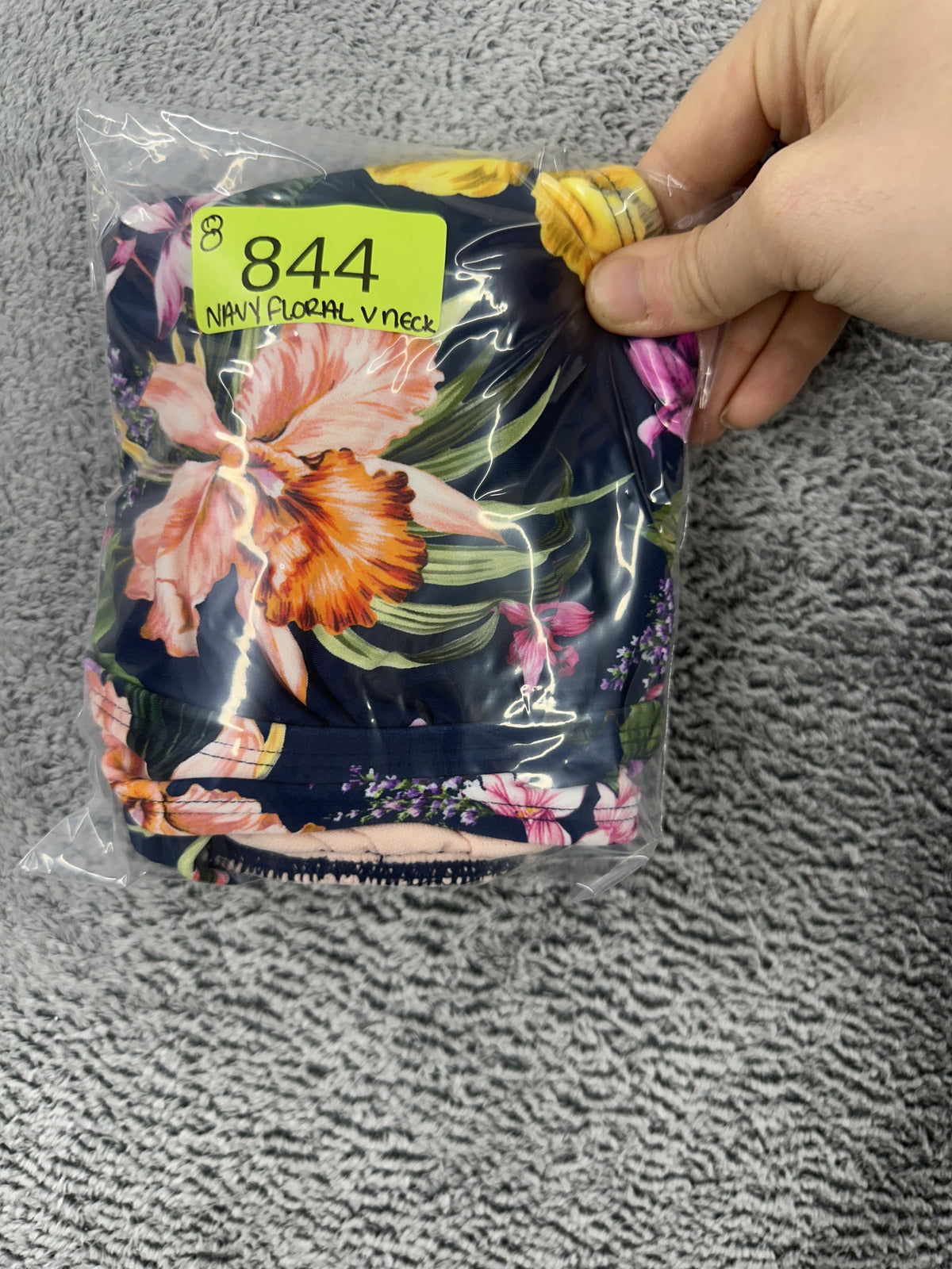 Y2K Fairycore Navy Floral V Neck Bikini Top with Adjustable Straps