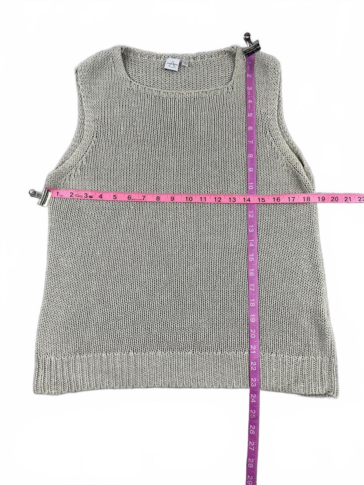 Anne Klein Classic Knit Sleeveless Sweater Vest in Light Gray Beige