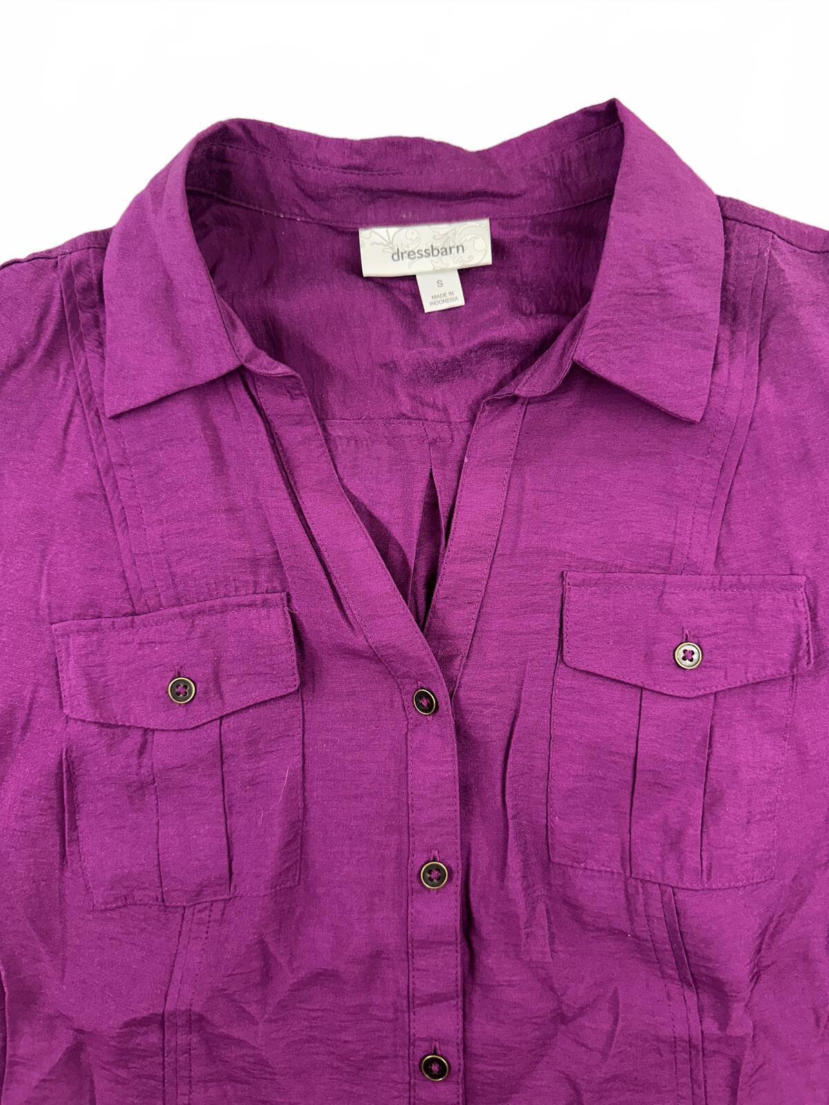 Dressbarn Purple Button Up Shirt Casual Classic Utility Style