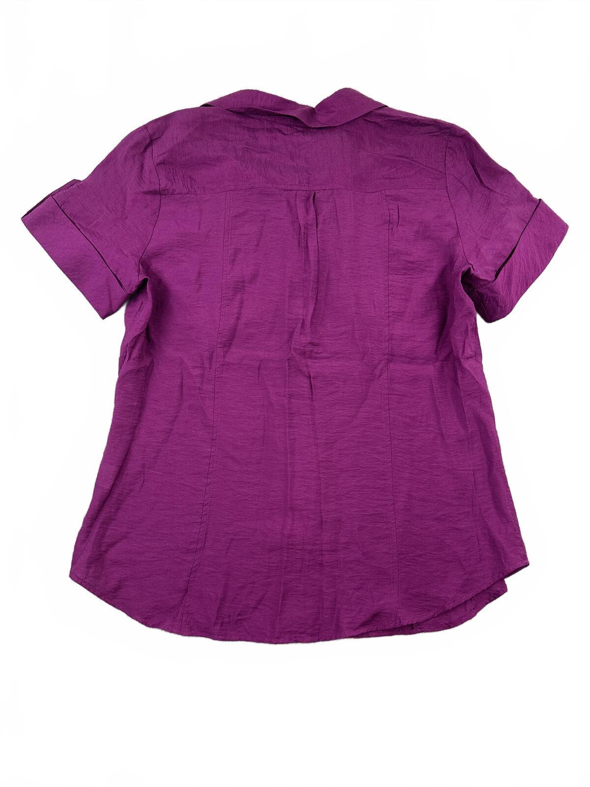 Dressbarn Purple Button Up Shirt Casual Classic Utility Style