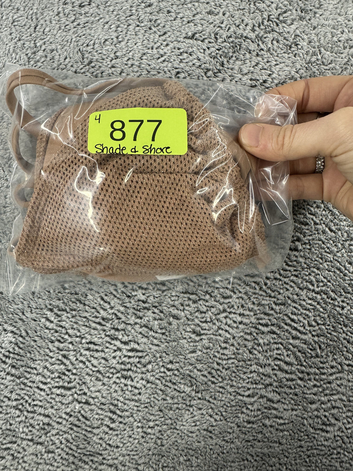NWT Shade & Shore Crochet Strappy Triangle Bikini Top in Bronze Brown Tan