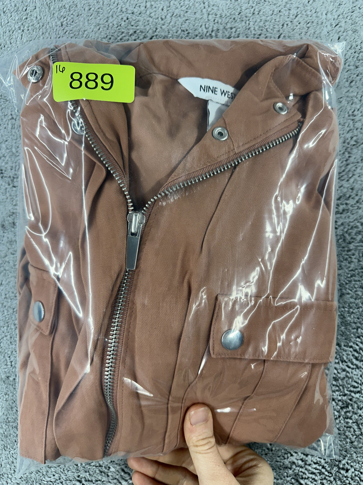 Nine West Belted Utility Military Shacket Pink Orange Bohemian Casual Preppy