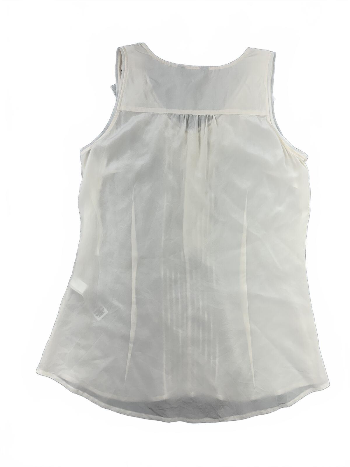 WHBM White House Black Market White Ruffle Trim Sleeveless Blouse