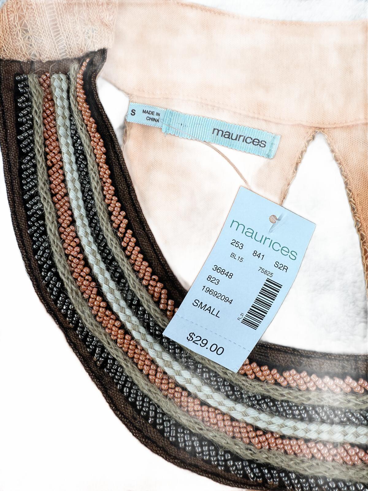 NWT Maurice's Knit Tank Top Peach Embellished Neckline