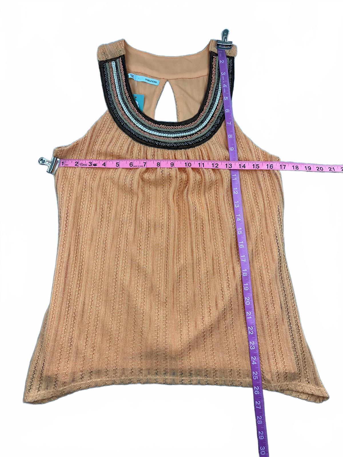 NWT Maurice's Knit Tank Top Peach Embellished Neckline