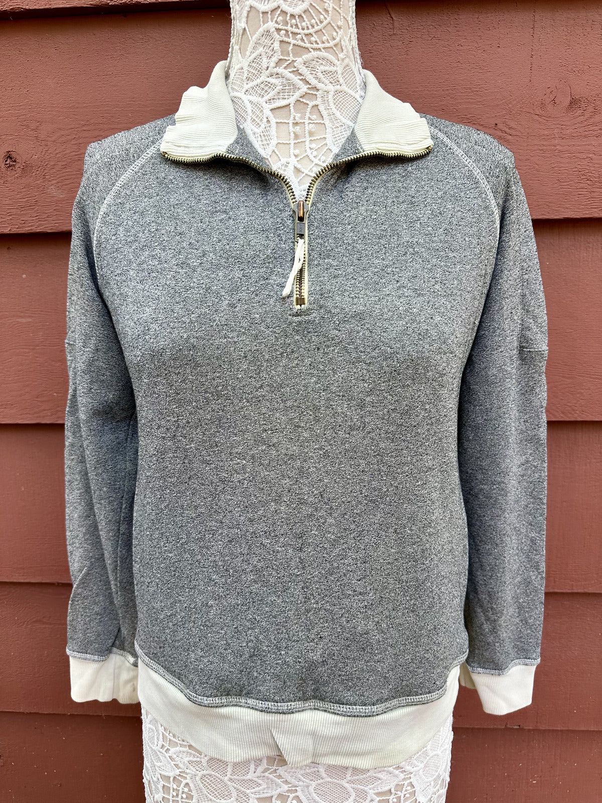 Pulp Grey Marl Quarter Zip Pullover Casual Preppy Sporty Sweater