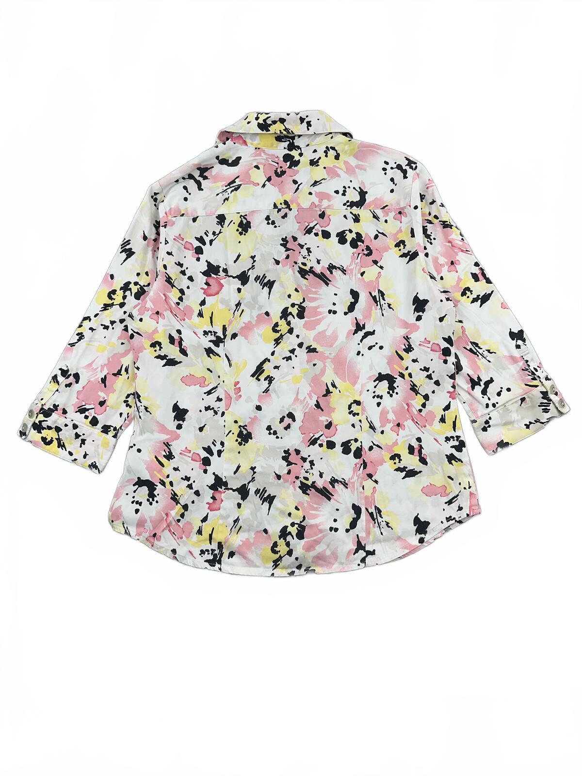 212 Collection Floral Button Up Shirt White Pink Pastel Feminine