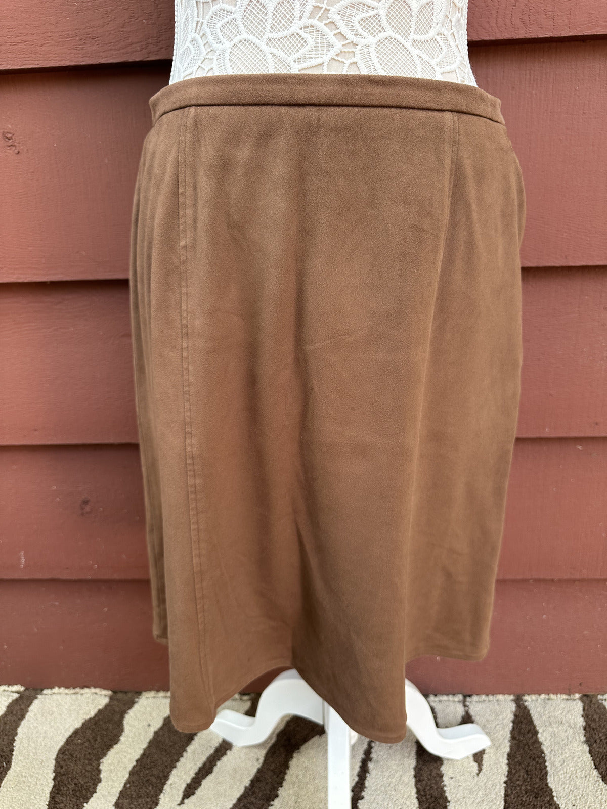 Landmark Brown Faux Suede A Line Skirt Vintage Boho Fall Style