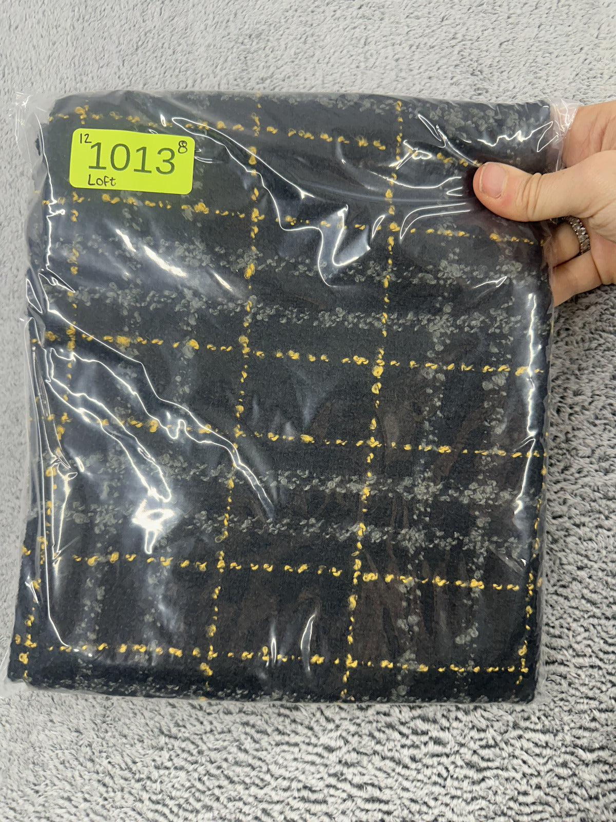 Ann Taylor LOFT Plaid Tweed Pencil Skirt Black Gray Yellow Classic