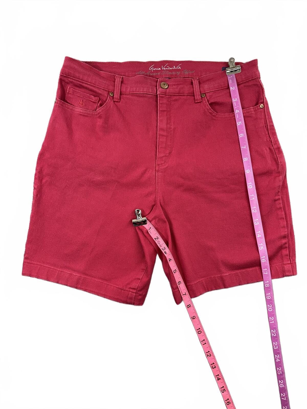 Gloria Vanderbilt Red/Pink Denim Shorts Classic Five Pocket Summer Casual