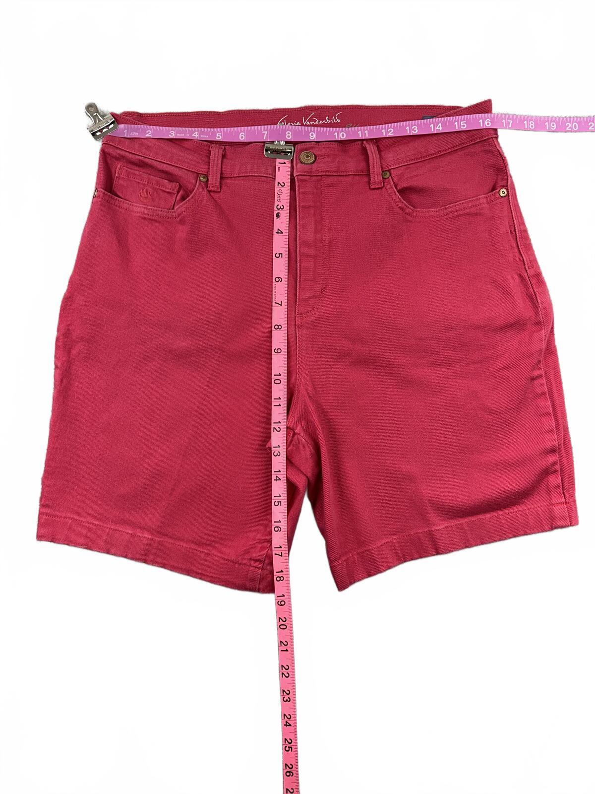 Gloria Vanderbilt Red/Pink Denim Shorts Classic Five Pocket Summer Casual