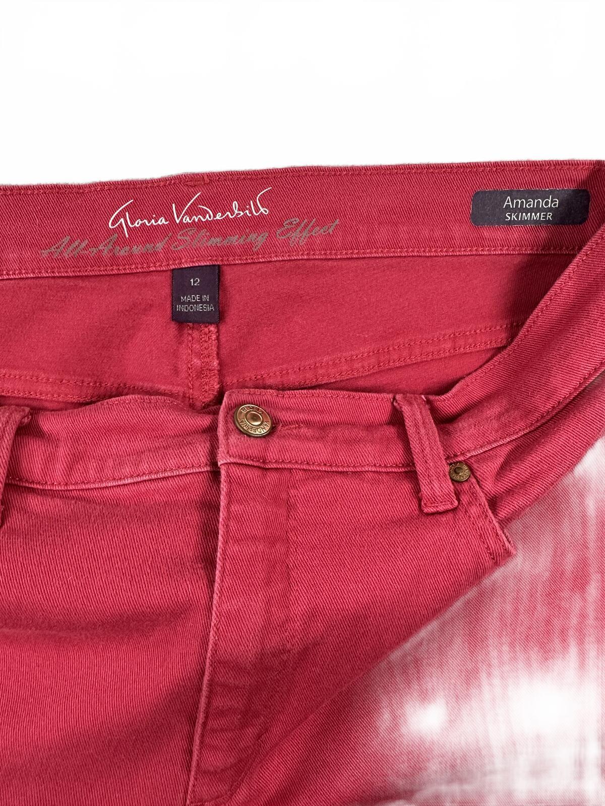 Gloria Vanderbilt Red/Pink Denim Shorts Classic Five Pocket Summer Casual