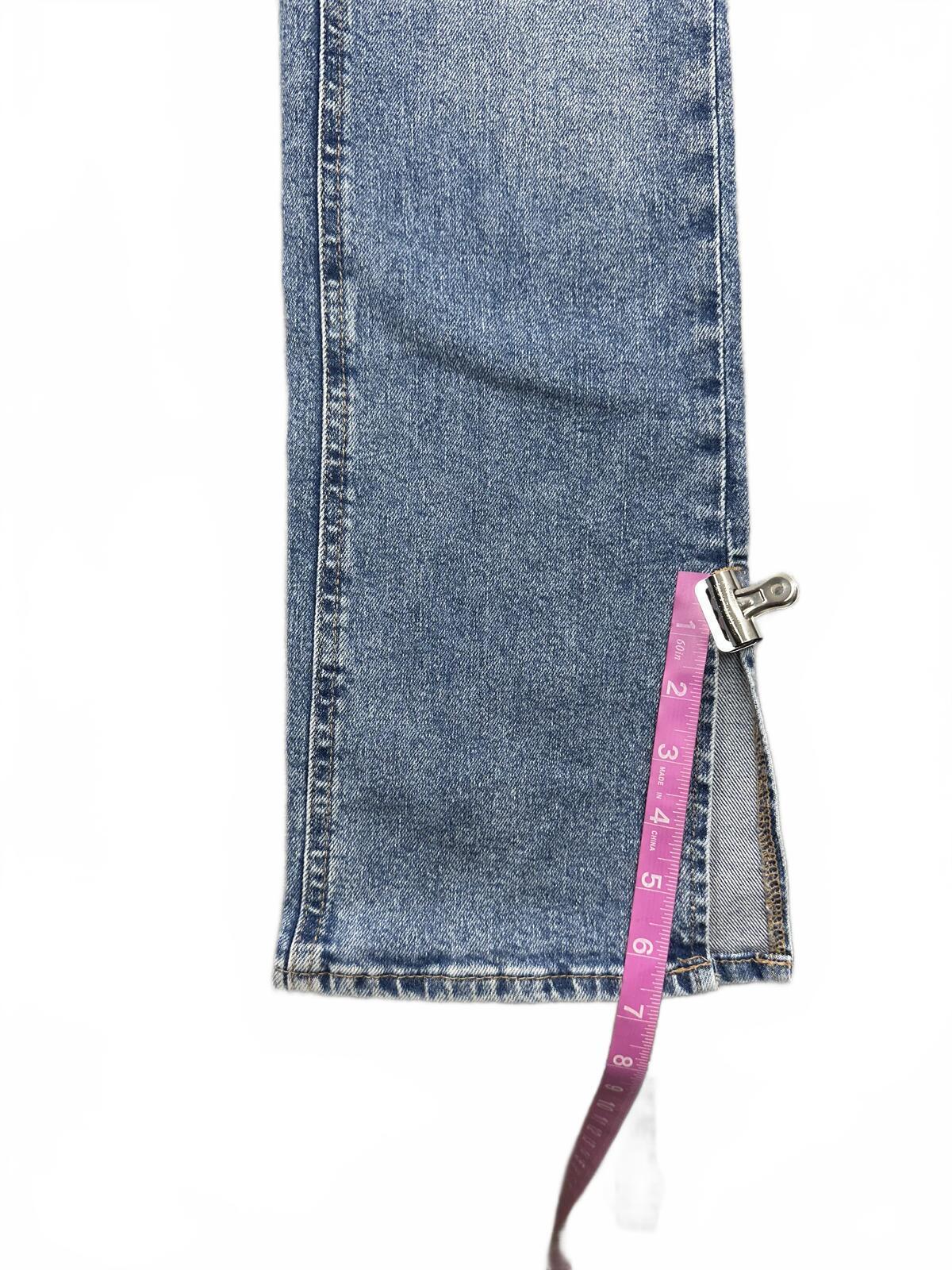H&M High Waist Flared Blue Denim Jeans with Side Slits Vintage Retro Style