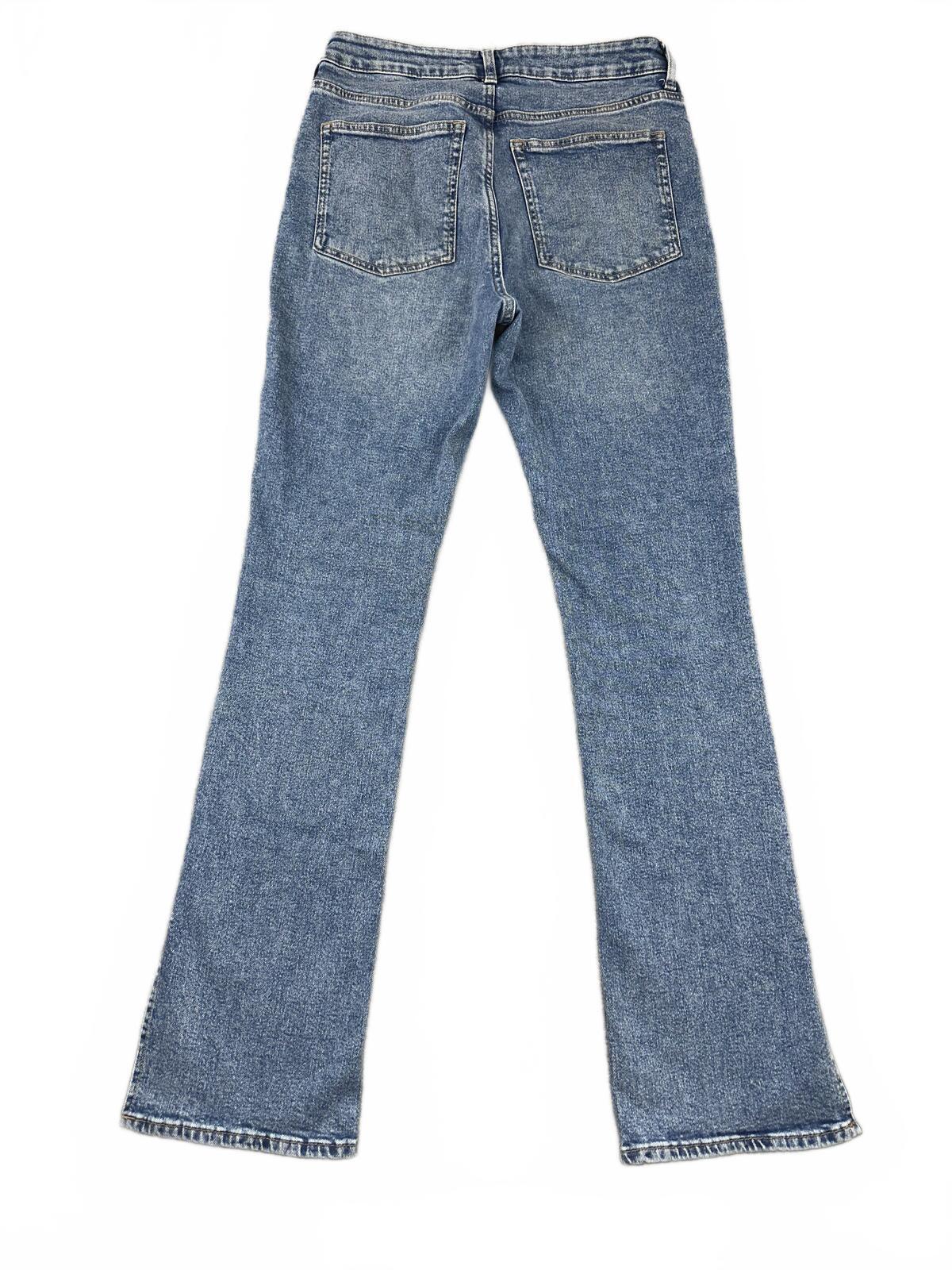 H&M High Waist Flared Blue Denim Jeans with Side Slits Vintage Retro Style