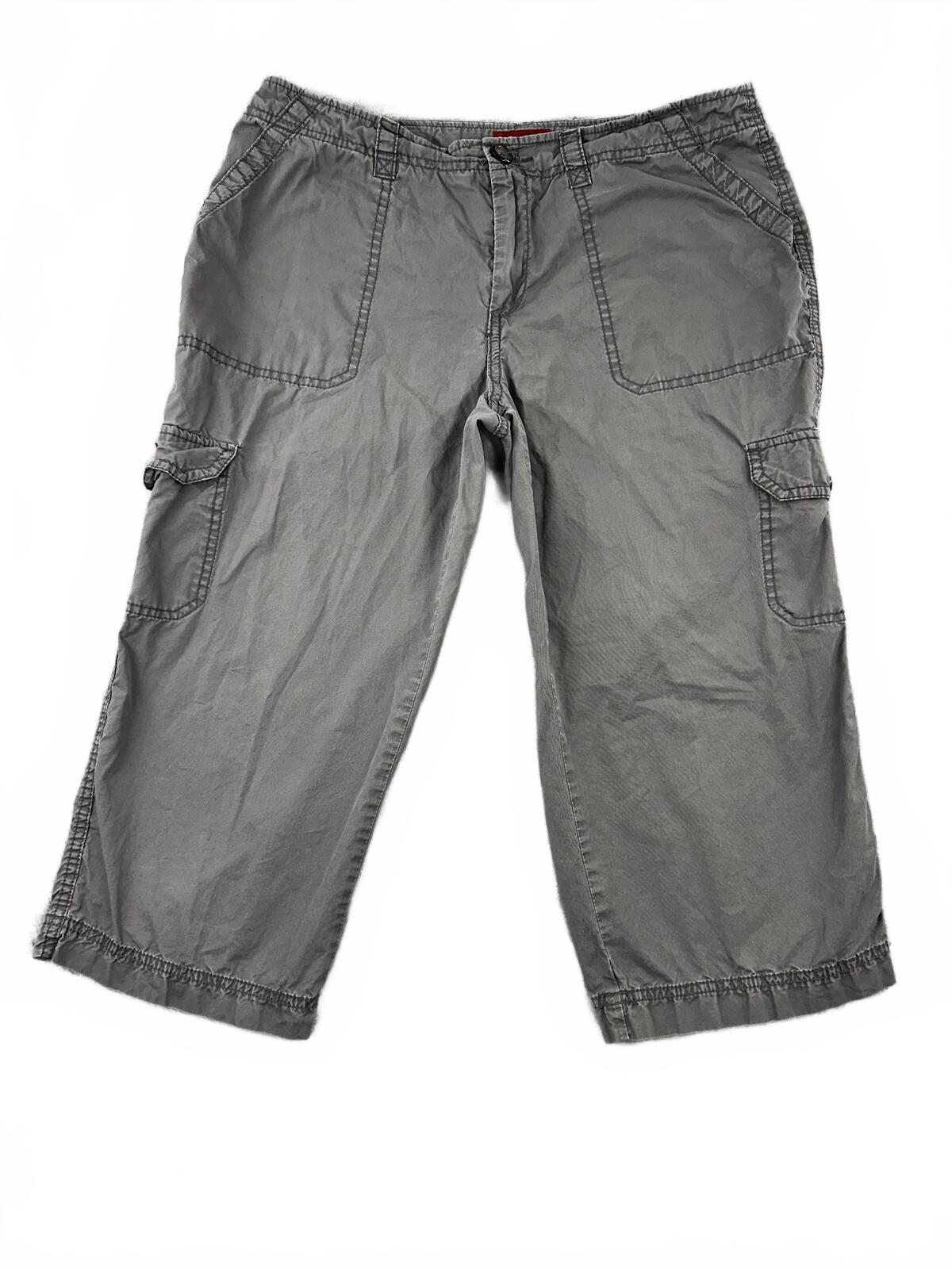 Merona Gray Cargo Capri Pants Relaxed Fit Utility