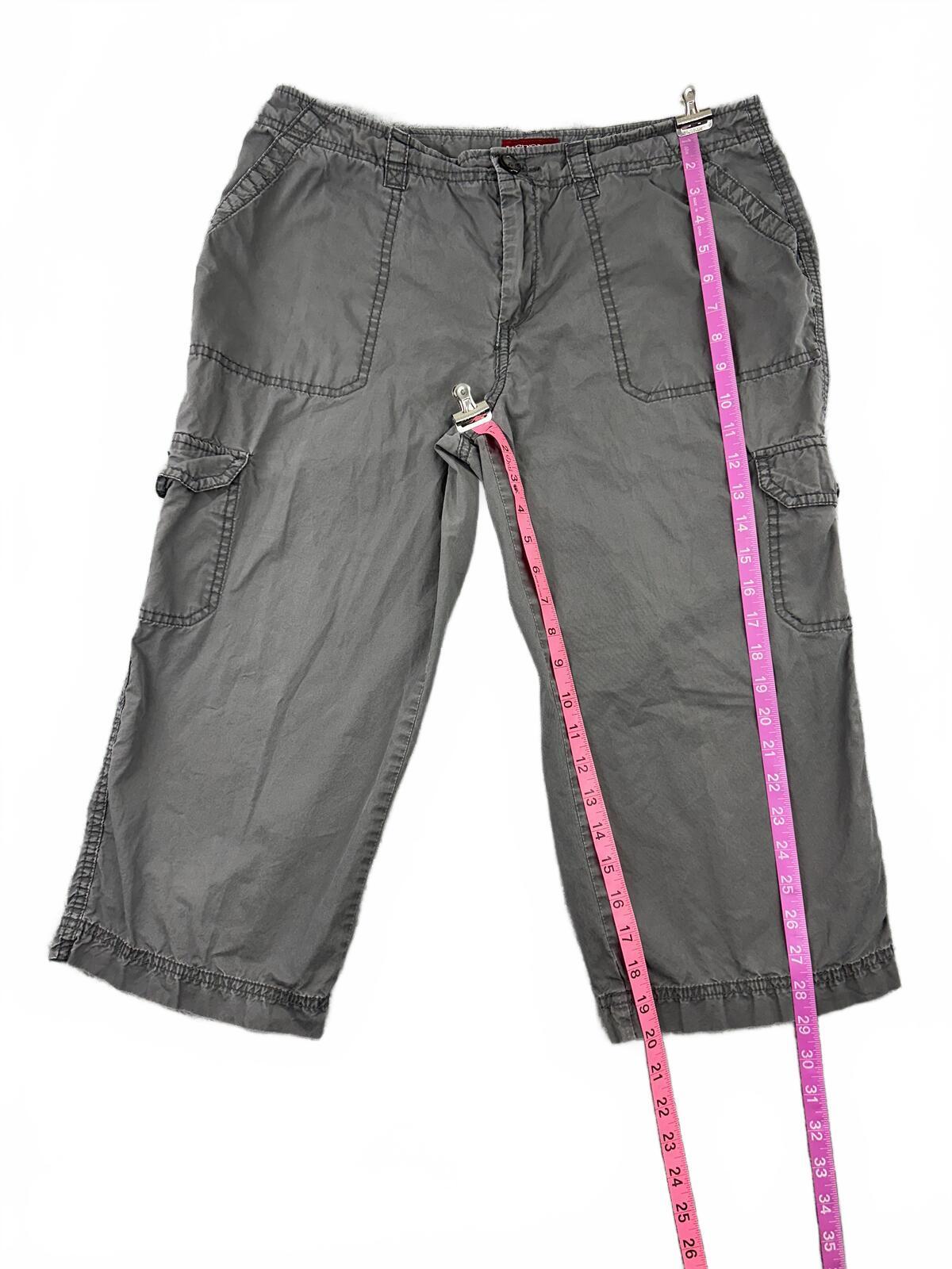 Merona Gray Cargo Capri Pants Relaxed Fit Utility
