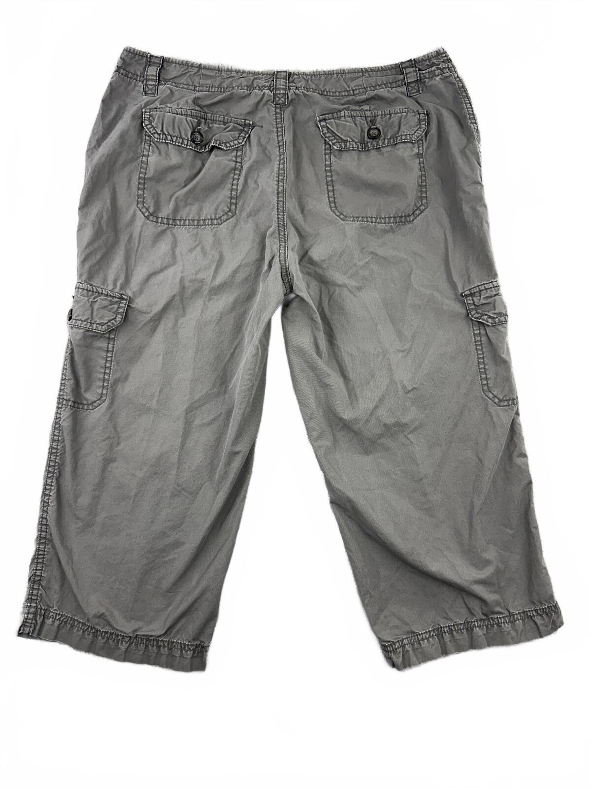 Merona Gray Cargo Capri Pants Relaxed Fit Utility