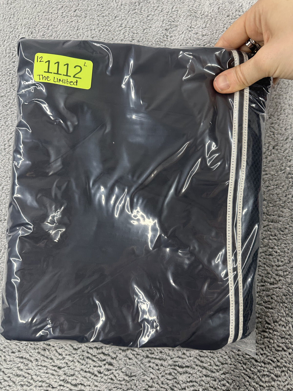 The Limited Stretch Black Y2K Sporty Track Pants with White Side Stripes