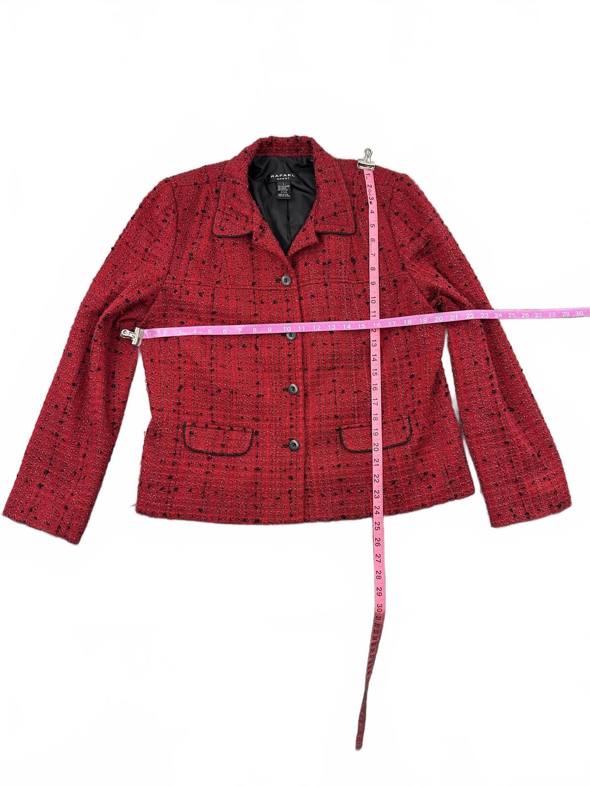 Rafael Red Tweed Jacket Classic Vintage Inspired Button Up