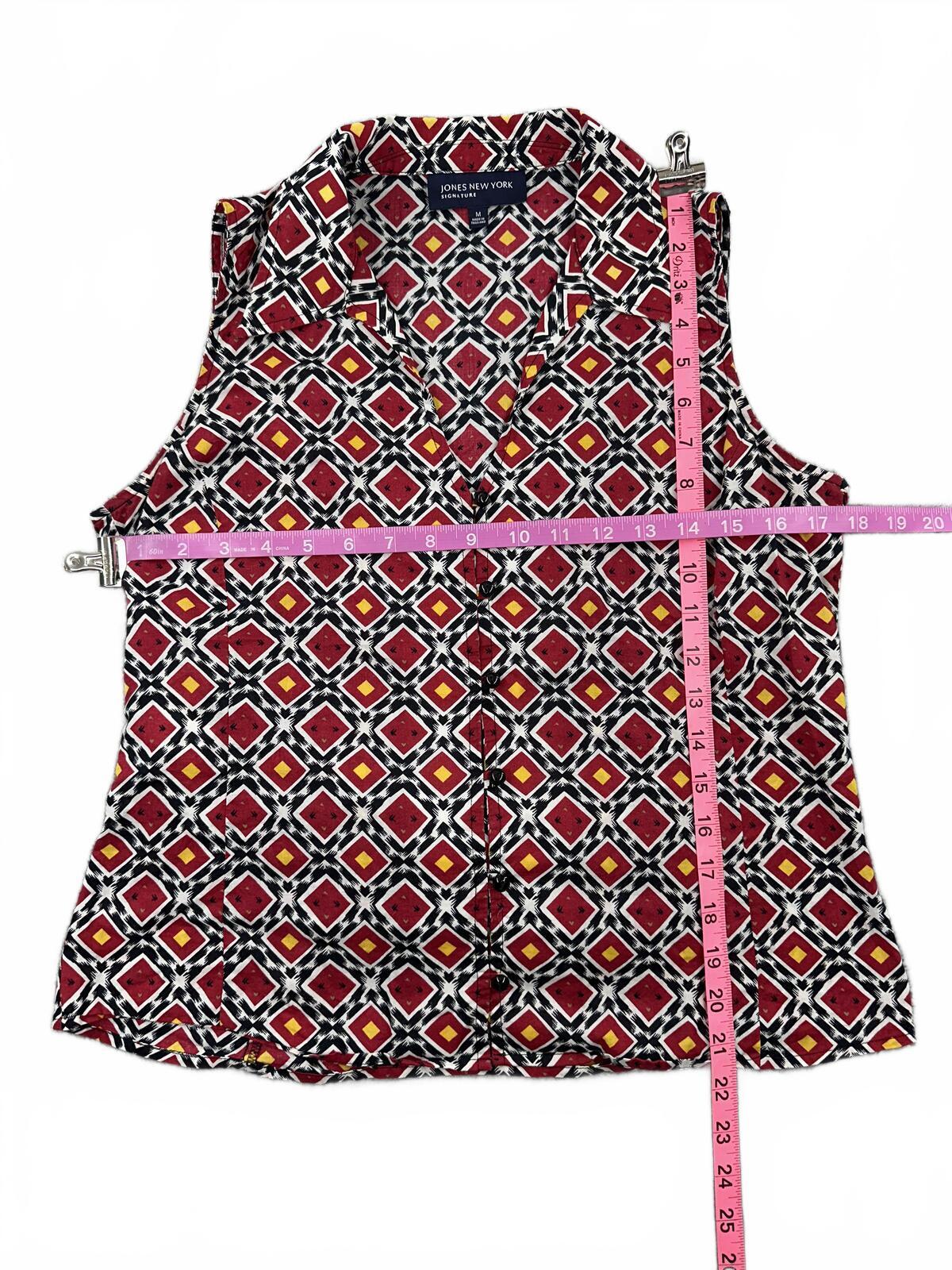 Jones New York Geometric Print Sleeveless Blouse