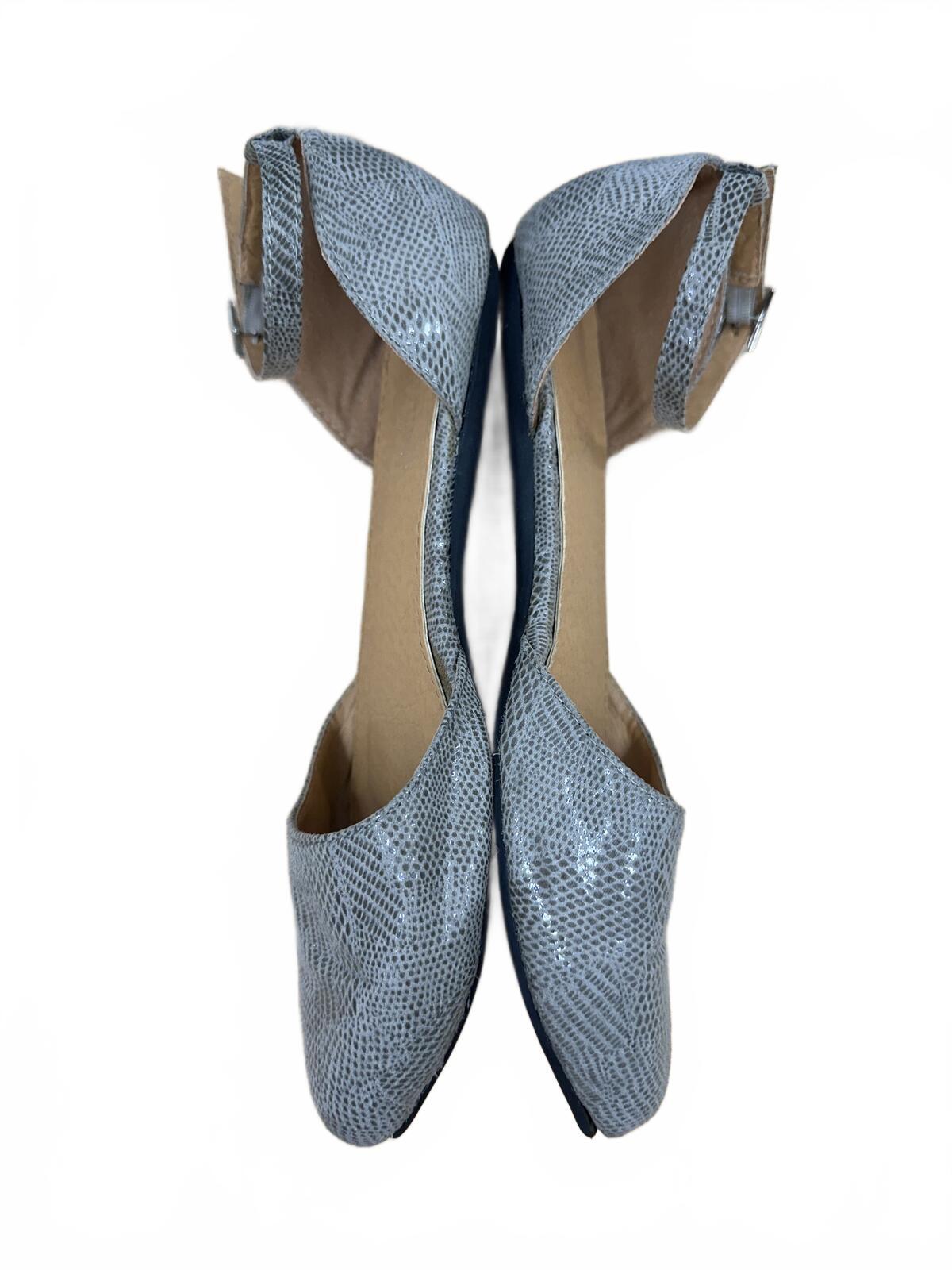 Gray Ankle Strap Flats Contemporary Casual Business Office Shoes